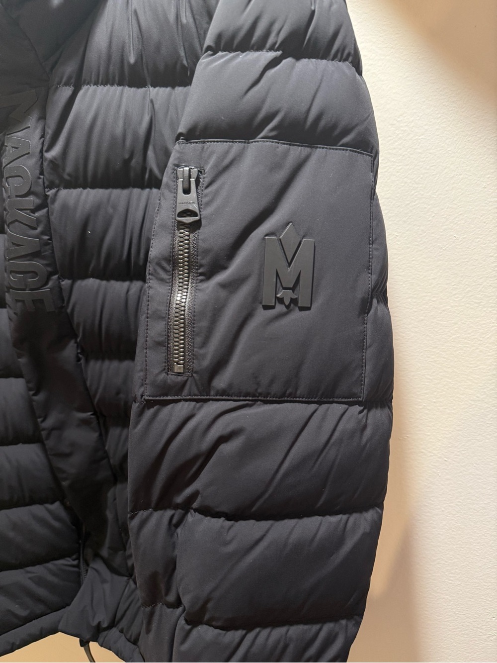 Mackage Black Quilted Puffer Jacket with Sleeve Zip